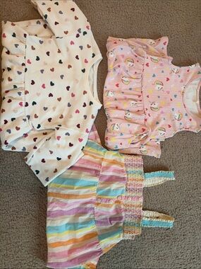 Girls Heart & Rainbow Summer Tops and Striped Dress